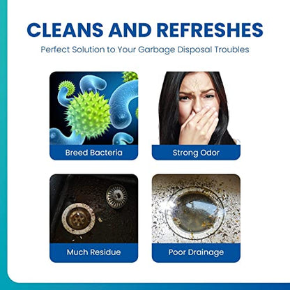 Garbage Disposal Cleaner and Deodorizer 28 Tablets: Maravello Sink Foaming Garbage Disposer Freshener - Kitchen Drain Cleaning Pods with Apple Fresh Formula - 1 Year Supply