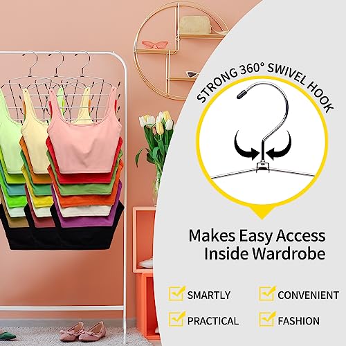 3 Pack Closet-Organizer,8 Tier Tank-Top-Hanger,Closet-Organizers-and-Storage Bar-Hangers-Space-Saving,Apartment Dorm-Room-Essentials-for-College-Students-Girls Organization-and-Storage Camisoles Scarf