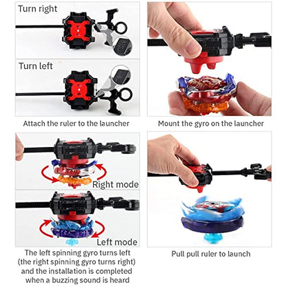 JIMI Bey Battling Top Blade Launcher Stadium Metal Fusion Set,12 Burst Spinning Tops 3 Launchers Grip 1 Arena Combat Game, Toy Gift for Kids Boys Ages 6 8 10 12+