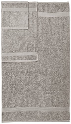 Amazon Basics 6-Piece Fade Resistant Bath towel, Hand and Washcloth Set - Cotton, Gray, 14.25" L x 10.85" W