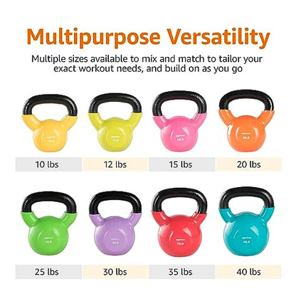 Amazon Basics Vinyl Kettlebell - 20 Pounds, Orange