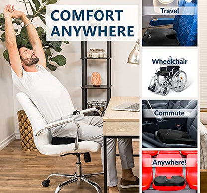 ComfiLife Gel Enhanced Seat Cushion - Non-Slip Orthopedic Gel & Memory Foam Coccyx Cushion for Tailbone Pain - Office Chair Car Seat Cushion - Sciatica & Back Pain Relief (Black)