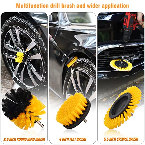 Drill Brush Set, 22 Pcs Drill Scrubber Brush Kit Includes All Purpose Drill Brush, Scrub Pads & Sponge with Extend Attachment, Buffing Pads for Car Surfaces