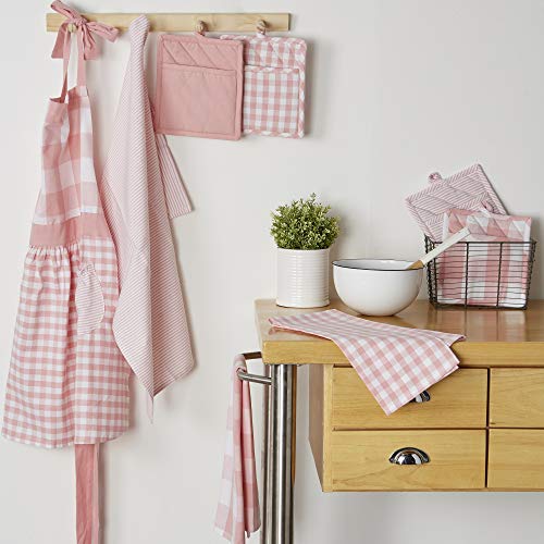 DII Gingham Check Kitchen Collection, Pink, Dishtowel Set