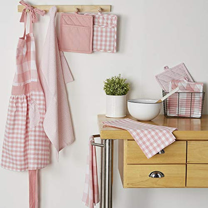 DII Gingham Check Kitchen Collection, Pink, Dishtowel Set