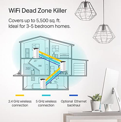 TP-Link Deco Mesh WiFi System (Deco S4) – Up to 5,500 Sq.ft. Coverage, Replaces WiFi Router and Extender, Gigabit Ports, Works with Alexa, 3-pack