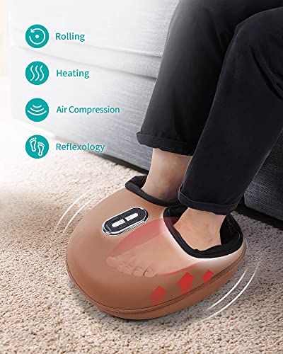 Nekteck Shiatsu Foot Massager Machine with Soothing Heat, Deep Kneading Therapy, Air Compression, Improve Blood Circulation and Foot Wellness,Relax for Home or Office Use(Brown)