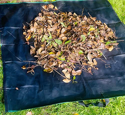 RUAFOX Garden Leaf Tarp With Handles Converts Into Reusable Yard Waste Bag 56.5” L x 56“ W - Comes With Claw Garden Gloves