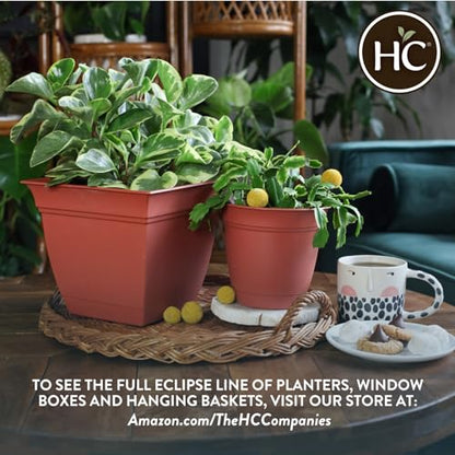 The HC Companies 6 Inch Eclipse Round Planter with Saucer - Indoor Outdoor Plant Pot for Flowers, Vegetables, and Herbs, Sandstone