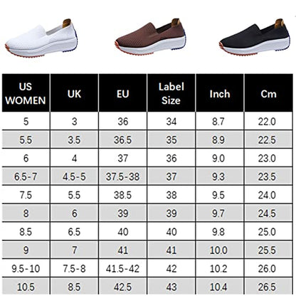 Women's Orthopedic Slip-On Walking Shoes, Comfort Loafers Wide Fit Knit Breathable Mesh Non-Slip Platform Flat Boat Shoes, Lightweight Soft Casual Sneakers (White,9)