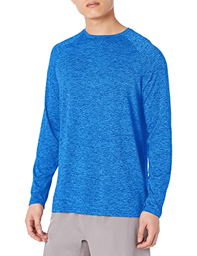 Amazon Essentials Men's Tech Stretch Long-Sleeve T-Shirt (Available in Big&Tall), Blue Heather, Medium