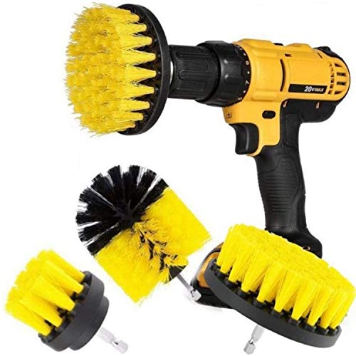 Original Drill Brush 360 Attachments 3 Pack kit Medium- Yellow All Purpose Cleaner Scrubbing Brushes for Bathroom Surface, Grout, Tub, Shower, Kitchen, Auto,Boat,RV