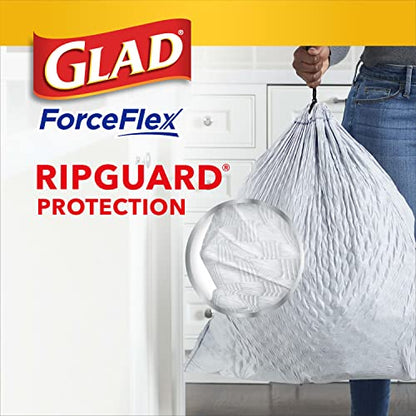 Glad Tall Kitchen Quick-Tie Trash Bags, OdorShield 13 Gallon White Trash Bag, Gain Moonlight Breeze with Febreze Freshness