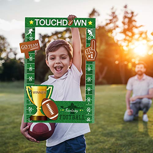 Jetec Football Photo Prop Frame Selfie Picture Frame Sport Picture Frame Football Themed Picture Frame for Birthday Baby Shower Football Theme Party Decoration