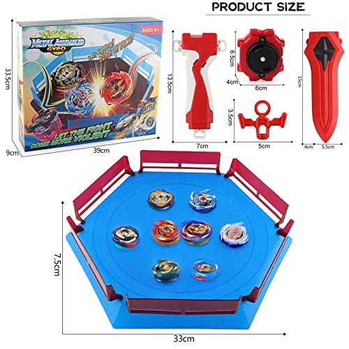 JIMI Bey Battling Top Blade Launcher Stadium Metal Fusion Set,12 Burst Spinning Tops 3 Launchers Grip 1 Arena Combat Game, Toy Gift for Kids Boys Ages 6 8 10 12+