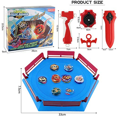 JIMI Bey Battling Top Blade Launcher Stadium Metal Fusion Set,12 Burst Spinning Tops 3 Launchers Grip 1 Arena Combat Game, Toy Gift for Kids Boys Ages 6 8 10 12+