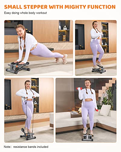 Niceday Steppers for Exercise, Stair Stepper with Resistance Bands, Mini Stepper with 300LBS Loading Capacity, Hydraulic Fitness Stepper with LCD Monitor