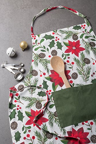 DII Unisex Kitchen Christmas Apron for Women & Men Adjustable Ties and Large Front Pockets, One Size, Woodland Holiday