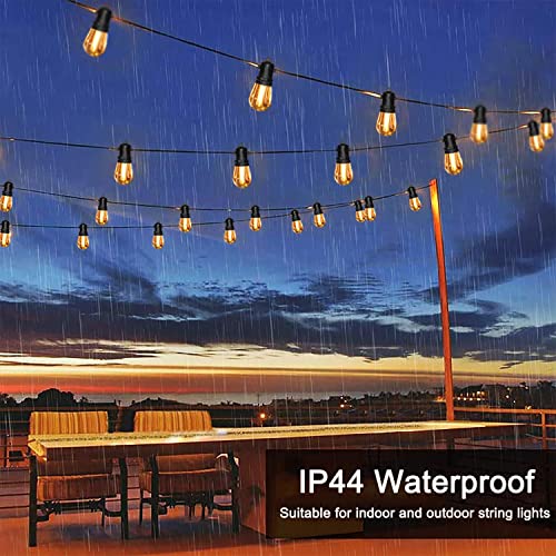 60FT LED Outdoor String Lights, S14 (30FT*2) Patio String Lights for Outside with Shatterproof E12 LED Bulbs, Weatherproof LED Outdoor Lights for Patio Backyard Porch Garden Bistro Cafe Party Decor