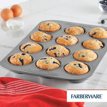 Farberware Nonstick Bakeware 12-Cup Muffin Tin / Nonstick 12-Cup Cupcake Tin - 12 Cup, Gray