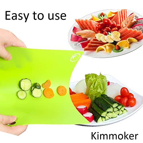 Kimmoker Flexible Cutting Boards Set, Cutting Board Mats for Cooking, Colored Cutting Board Set with Easy-Grip Handles, Flexible Plastic Cutting Sheet Set of 4 (1)