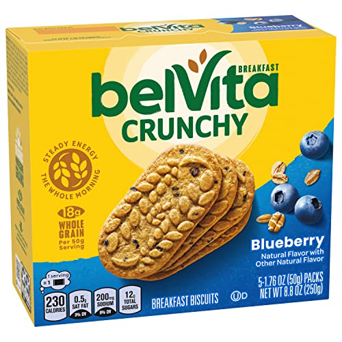 belVita Blueberry Breakfast Biscuits, 30 Total Packs, 6 Boxes (4 Biscuits Per Pack)