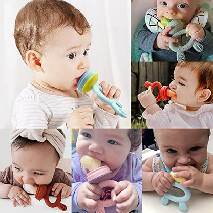 Haakaa Baby Fruit Food Feeder Pacifier | Breastmilk Popsicle Molds for Teething | Silicone Feeder and Teether for Baby Teething Relief & Infant Safely Self Feeding, BPA Free (Sky Blue)