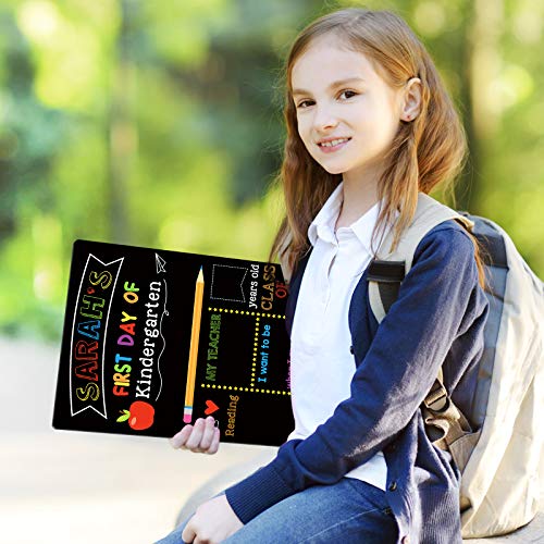 First & Last Day of School Chalkboard, 10 x 12 Inch Double Sided Back to School Sign for Kids/Girls/Boys, Reusable Wooden 1st Day of Preschool/Kindergarten Photo Props