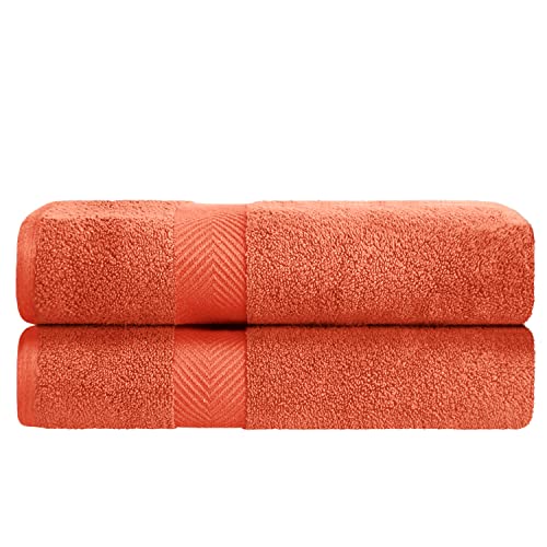 SUPERIOR Zero Twist 100% Cotton Towel Set - 2-Piece Set, Extra Soft Bath Towels, Long-Staple Cotton Towels, Brick