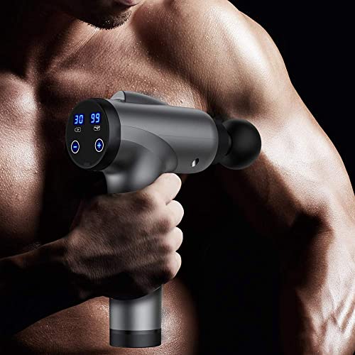 OLsky Massage Gun Deep Tissue, Handheld Electric Muscle Massager, High Intensity Percussion Massage Device for Pain Relief with 10 Attachments & 30 Speed(Grey)