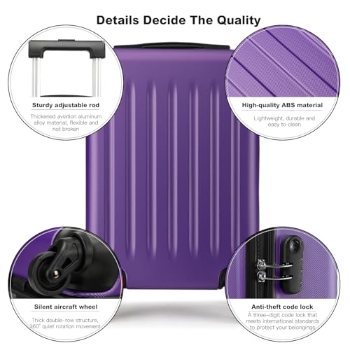 Kono Carry on Suitcase 19 Inch Hardside Carry on Luggage Small Suitcase with Spinner Wheels Lightweight Rolling Cabin Suitcase for Airplanes Travel