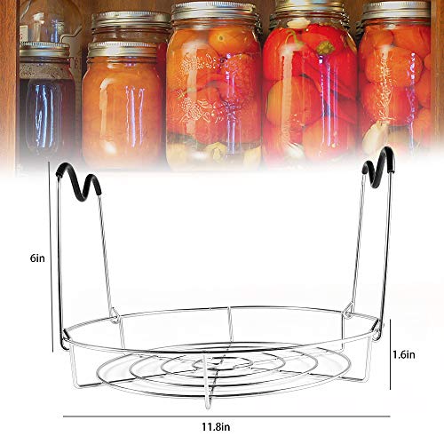 Picowe 12inch Canning Rack, Stainless Steel Steamer Canning Jar Rack with Silicone Handle, Canner Rack Canning Supplies Kit for Regular Wide Mouth Mason Jars Ball Jars(1 Pack)