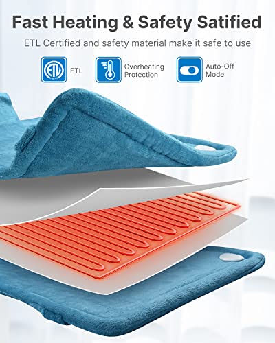 RENPHO Weighted Heating Pad for Back Pain Relief, 24" x33'' Electric Heat Pads for Neck and Shoulders, Fast-Heating, Auto Shut Off, Gifts for Women, ETL Certified, Blue