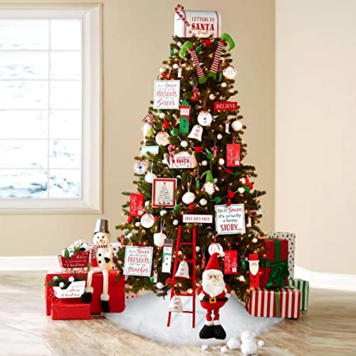 36Inch White Christmas Tree Skirt- Faux Fur Plush Skirt Christmas Tree Decoration Holiday Party Indoor Outdoor Christmas Decorations for Merry Christmas