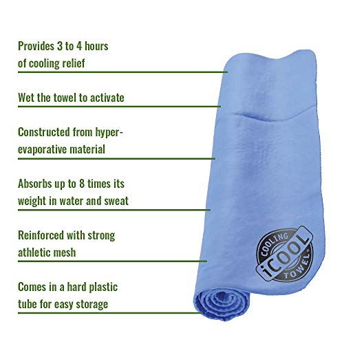 FROGG TOGGS iCOOL PVA Cooling Towel, 26" x 17", Sky Blue