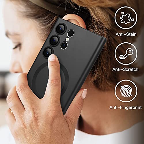 Goarshy Magnetic Designed for Samsung Galaxy S22 Ultra Case Black [Compatible with MagSafe] Hard Back & Soft Bumper, Protective Slim Thin S22 Ultra Case 6.8'' 2022, Dark Night Black