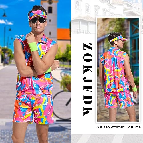 80s Ken Workout Costume Halloween Cosplay Couples Outfits 80s 90s Workout Costume Outfit Set for Adult Men (X-Large) Multicolored