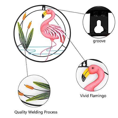 huangpai Metal Flamingo Wall Art, Porch Front Door Wall Decor, Room, Outdoor, Club, Bars, Front Door, Metal Hanging Wall Art Décor