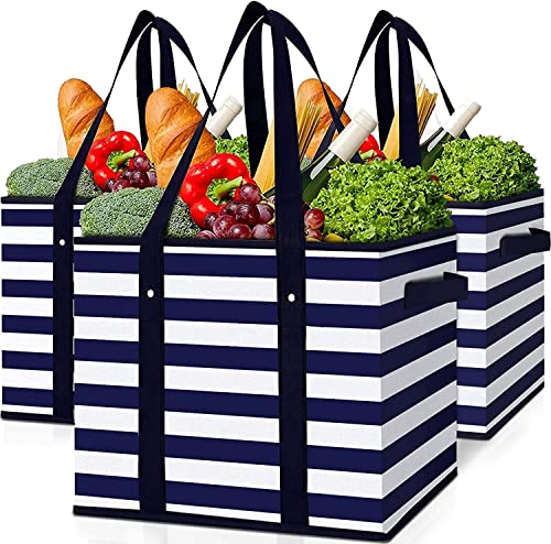 WISELIFE Reusable Grocery Bags Boxes Storage Basket[3 Pack]