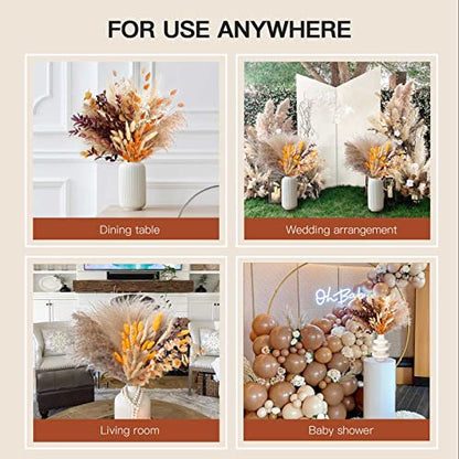 HUMINBO Fall Decor Autumn Decorations for Home Boho Flowers Orange Pampas Grass Fluffy Dried Flower Bouquet Dry Pompas 17"-95-Pcs Pompous (Orange)