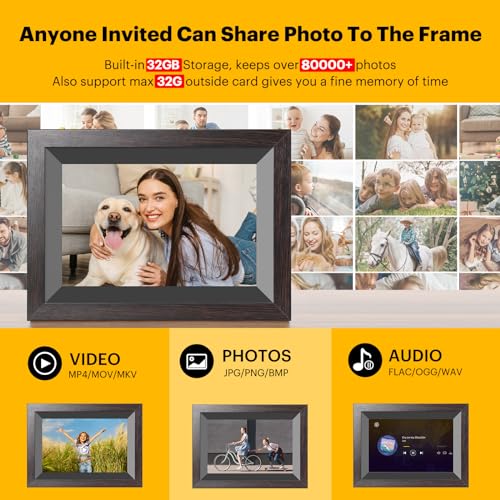 KODAK Digital Picture Frame, 32G10.1 Inch WiFi Digital Photo Frame 1280x800 HD IPS Touch Screen, Auto-Rotate, Share Photos and Videos via KODAK App, Gifts for Friends and Family