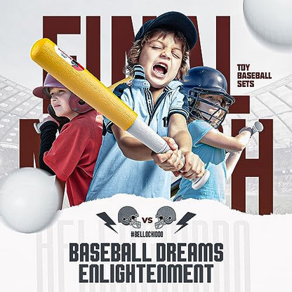 BELLOCHIDDO Tball Set for Kids 3-5 - Toddler T-Ball Sets Include Retractable Batting Bat & Baseball Bases and 6 Balls, Indoor & Outdoor Sport Toys | Gifts for Ages 3 4 5 6 Year Old Boys and Girls