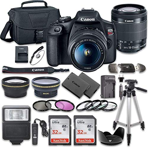 Canon EOS Rebel T7 DSLR Camera Bundle with Canon EF-S 18-55mm f/3.5-5.6 is II Lens + 2pc SanDisk 32GB Memory Cards + Accessory Kit (Renewed)