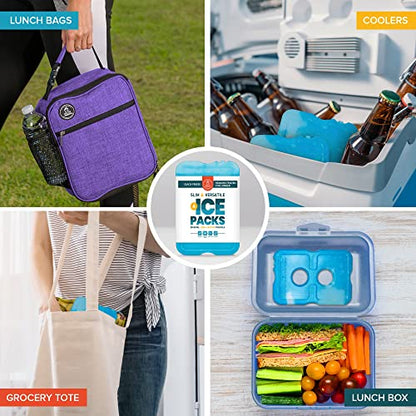 Healthy Packers Ice Packs for Coolers - Freezer Packs - Original Cool Pack | Cooler Accessories for the Beach, Camping and Fishing | Slim & Long-Lasting Reusable Ice Pack for Lunch Box (Set of 4)