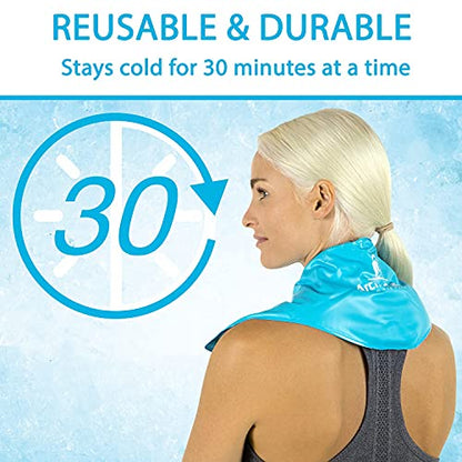 Arctic Flex Neck Ice Pack - Cold Compress Shoulder Therapy Wrap - Cool Reusable Medical Freezer Gel Pad for Swelling, Injuries, Headache, Cooler - Flexible Hot Microwaveable Heat - Men, Women (1 Pack)