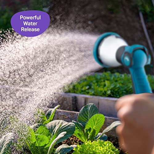 Hose Nozzle [Blue] Heavy Duty Hose Sprayer With 10 Adjustable Watering Patterns - Thumb Control Design, Comfortable Ergonomic Grip, Garden Hose Nozzle for Watering Plants & Lawns. Fun Showers/Cleaning