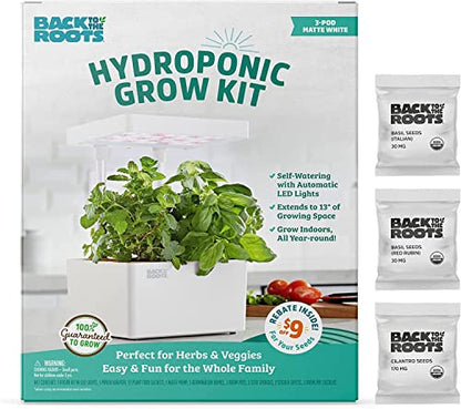 Back to the Roots Hydroponic Grow Kit, Indoor Garden (Matte White), Organic Seeds Included, Gardening Gift, Everything Included