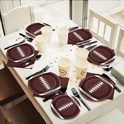 gisgfim 96 Pcs Football Party Supplies Bundle Paper Plates Napkins Football Sports Party Birthday Decorations Favors For Kids Serves 24