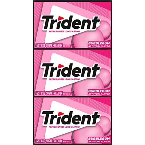 Trident Bubblegum Sugar Free Gum, 12 Packs of 14 Pieces (168 Total Pieces)