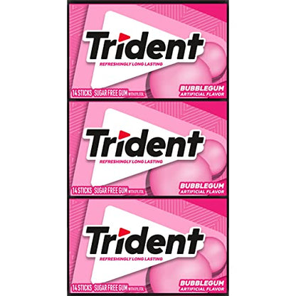 Trident Bubblegum Sugar Free Gum, 12 Packs of 14 Pieces (168 Total Pieces)